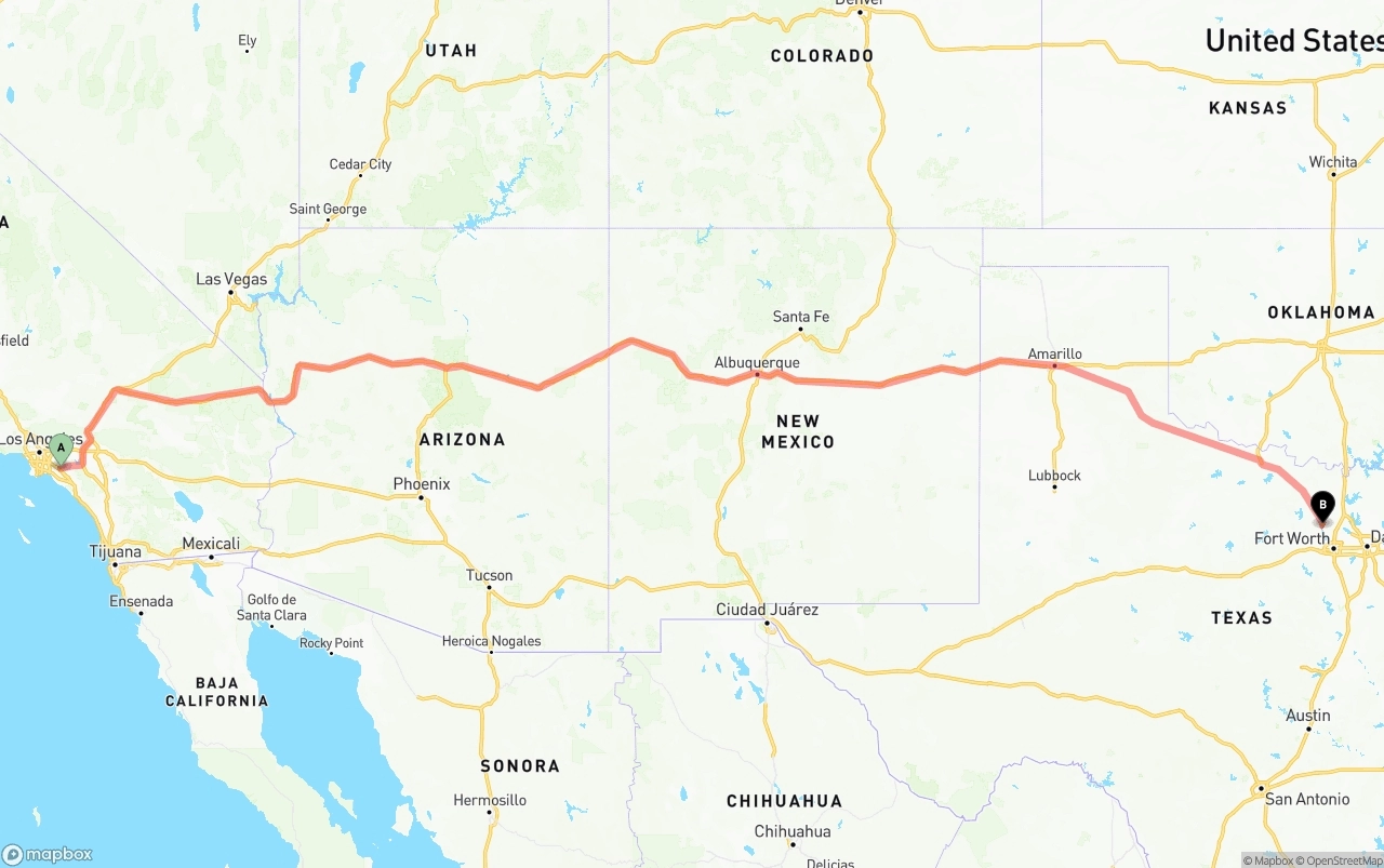 Shipping route from Anaheim to Aurora