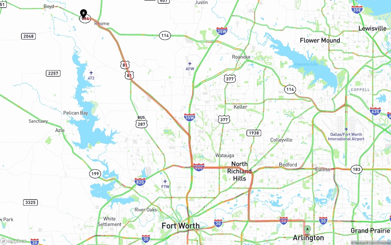 Shipping route from Arlington to Aurora