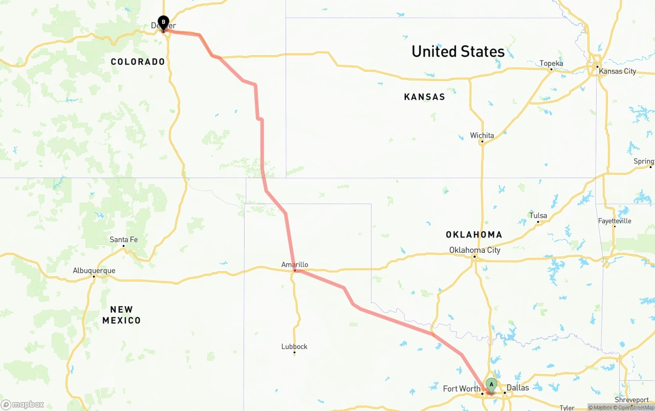 Shipping route from Arlington to Denver