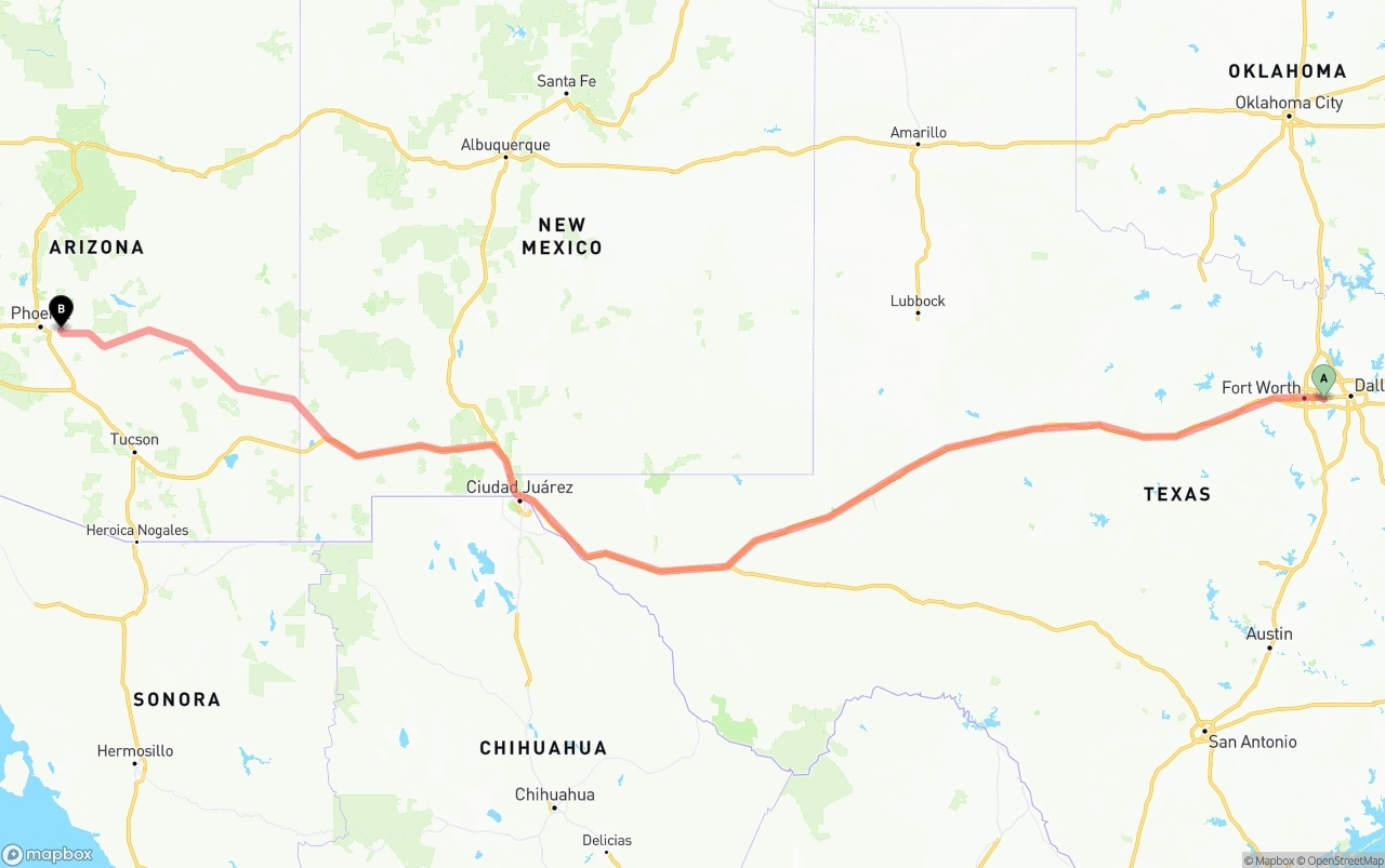 Shipping route from Arlington to Mesa