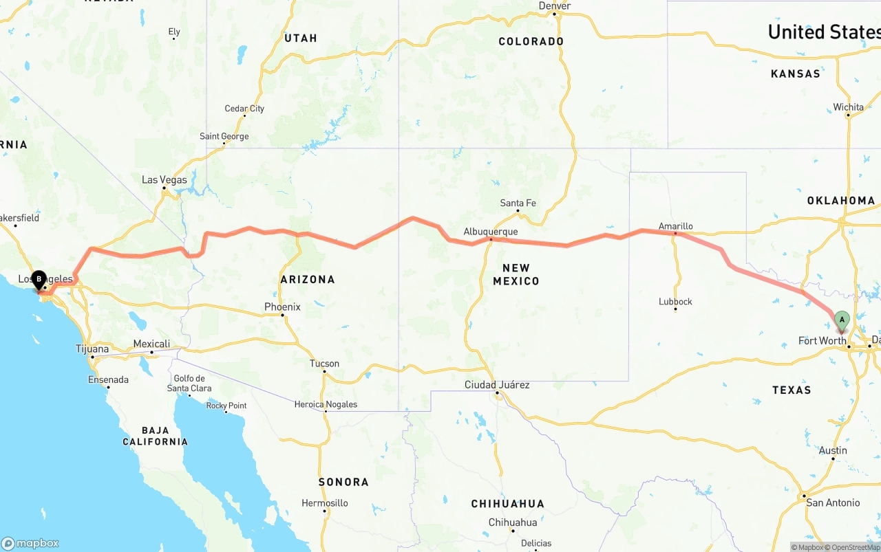 Shipping route from Aurora to Los Angeles International Airport