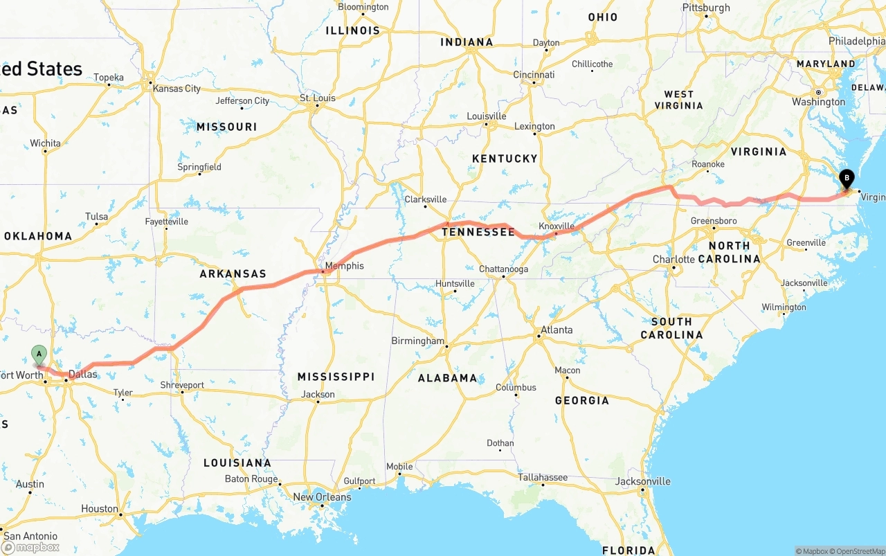 Shipping route from Aurora to Port of Norfolk