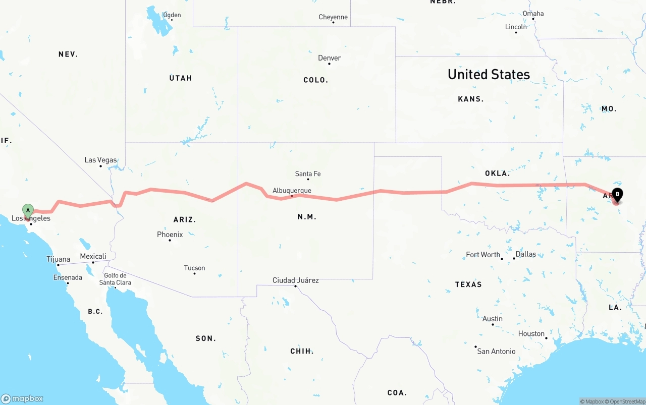Shipping route from Bob Hope Airport to Arkansas