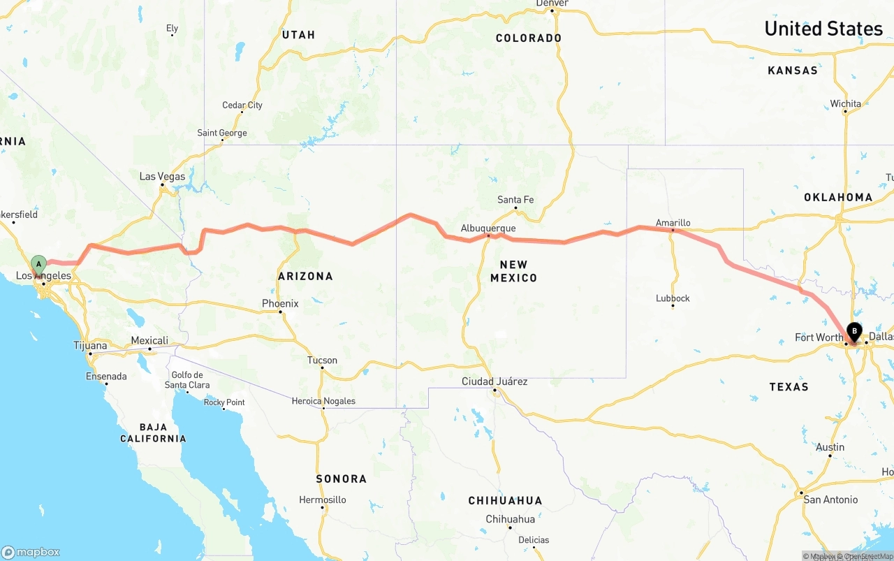 Shipping route from Bob Hope Airport to Arlington