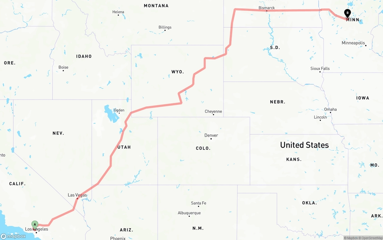 Shipping route from Bob Hope Airport to Minnesota