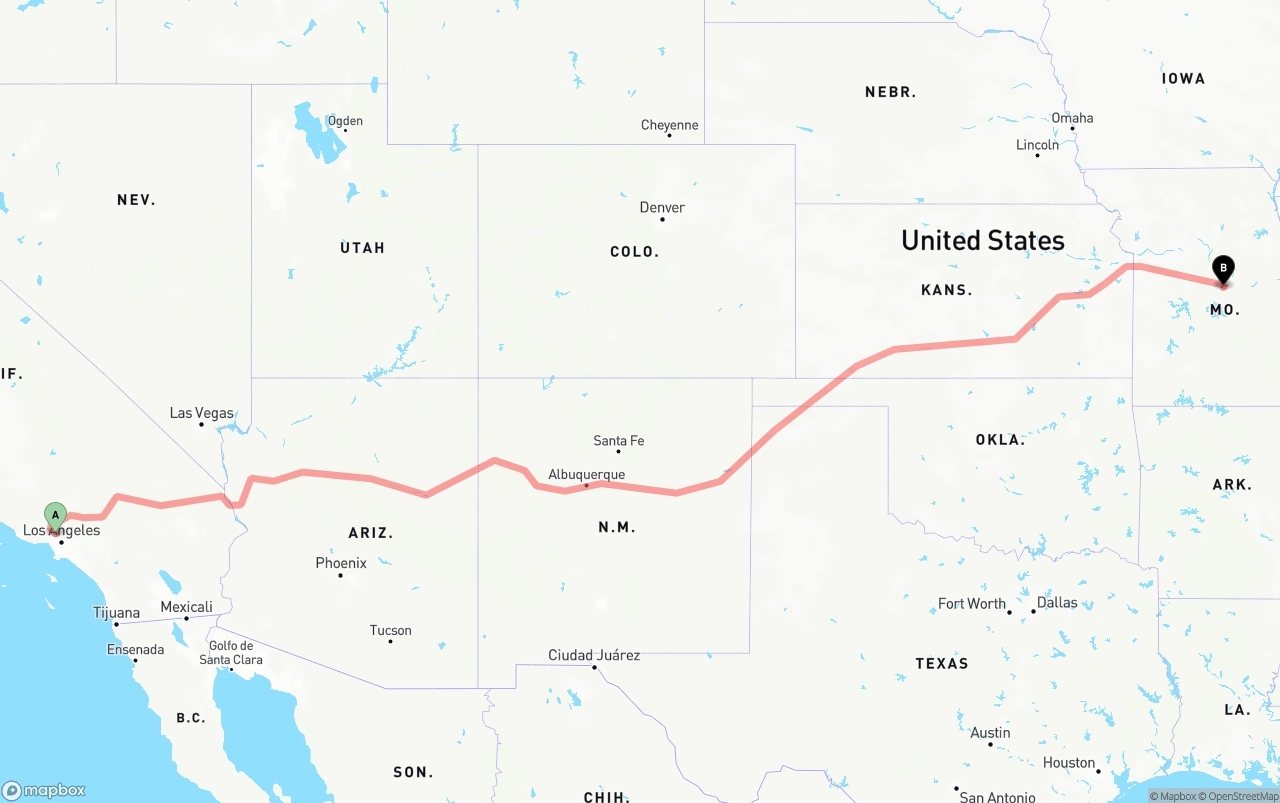 Shipping route from Bob Hope Airport to Missouri