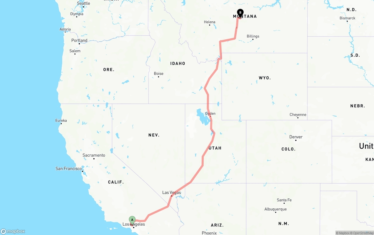 Shipping route from Bob Hope Airport to Montana
