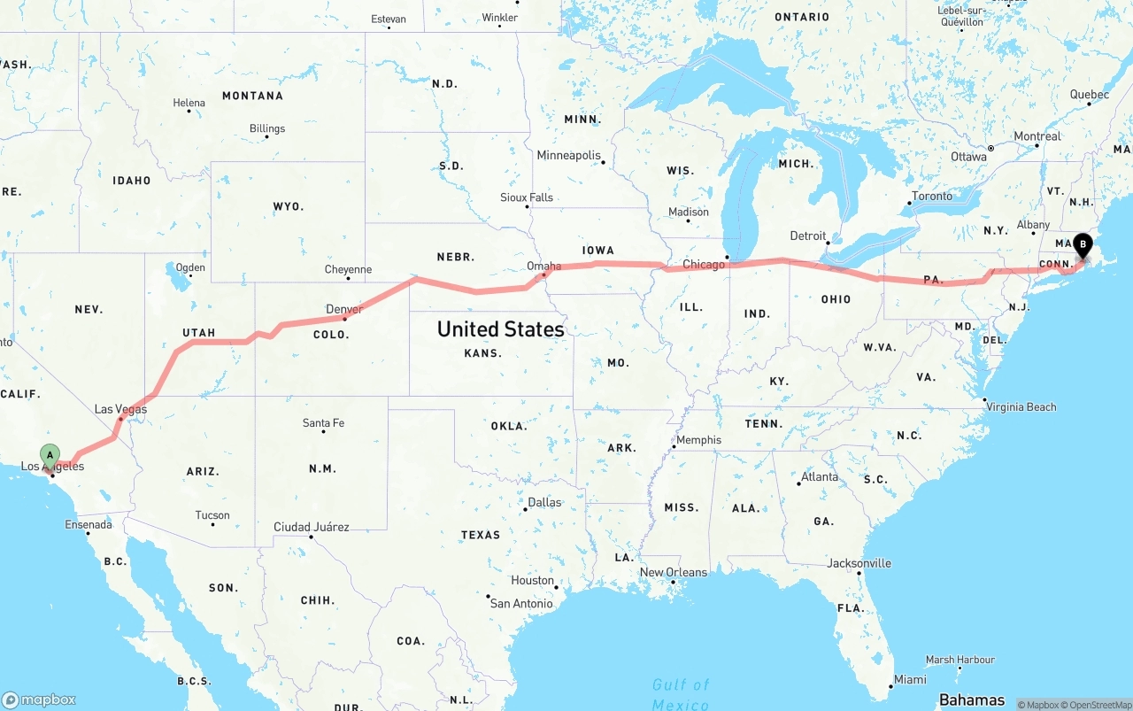 Shipping route from Bob Hope Airport to Rhode Island