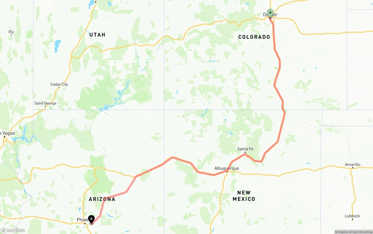 Shipping route from Denver to Mesa