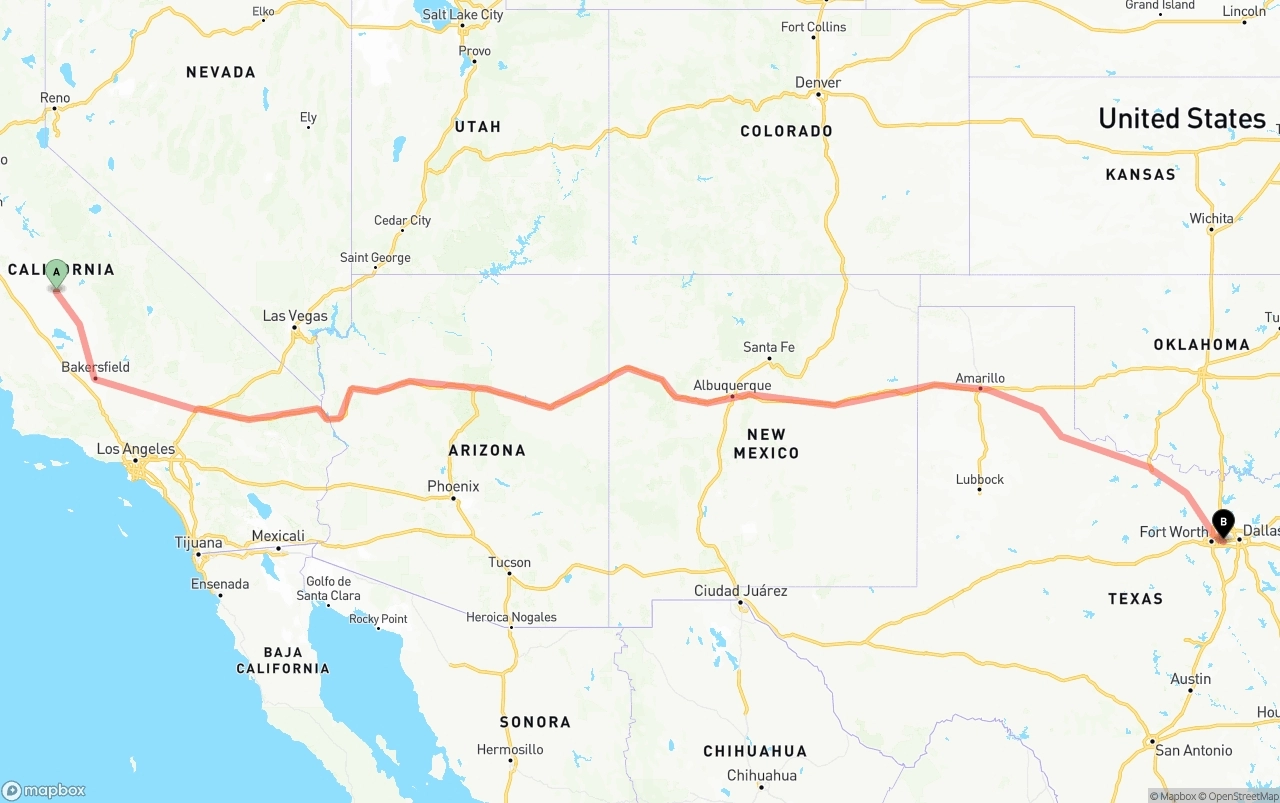 Shipping route from Fresno to Arlington