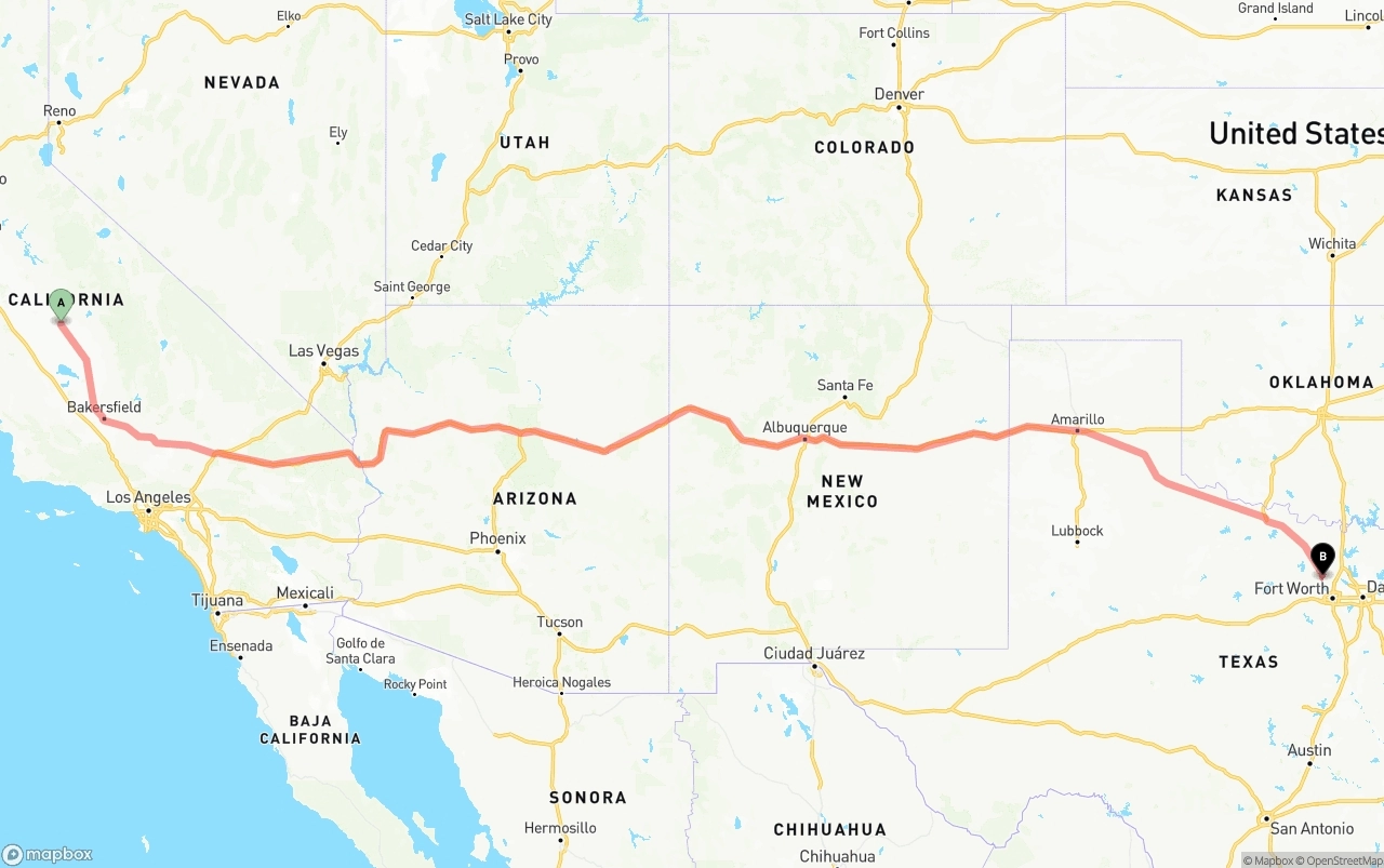 Shipping route from Fresno to Aurora