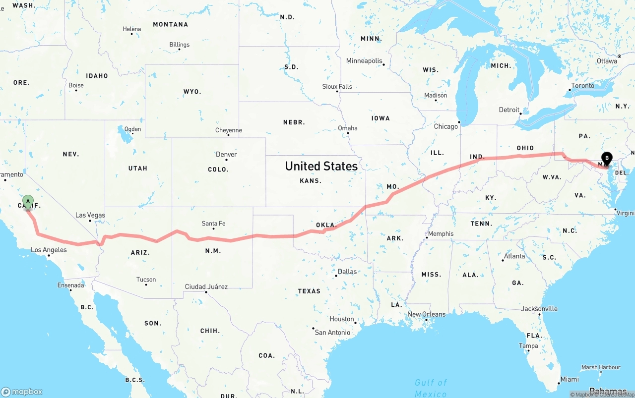 Shipping route from Fresno to Port of Baltimore