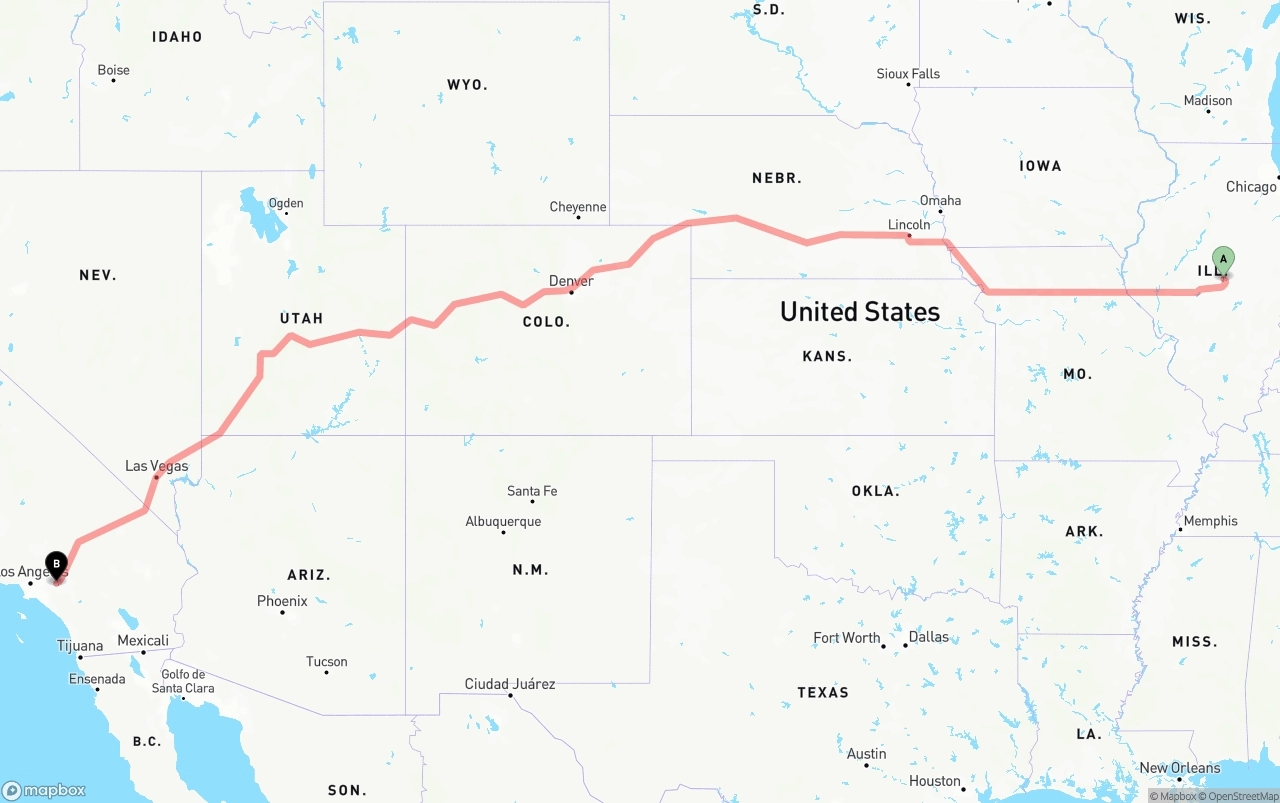 Shipping route from Illinois to Ontario International Airport