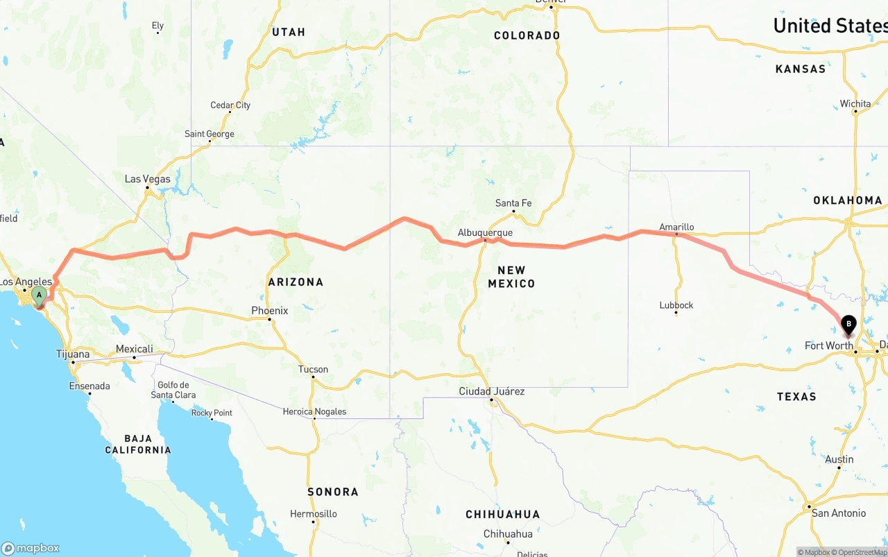 Shipping route from John Wayne Airport — Orange County to Aurora