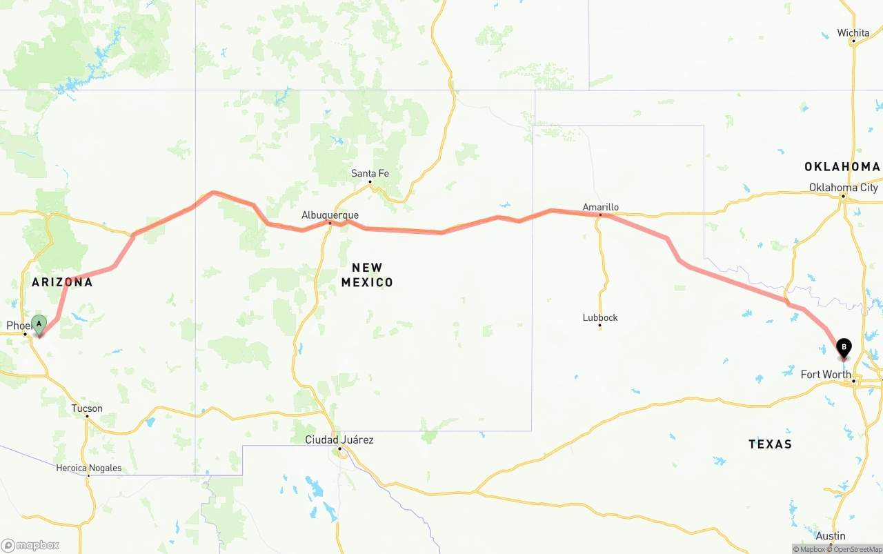 Shipping route from Mesa to Aurora