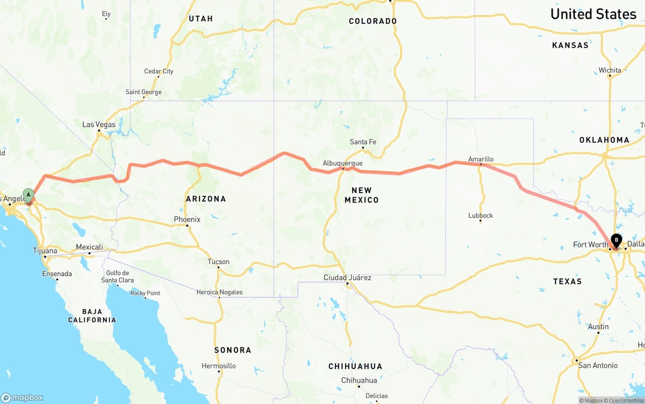 Shipping route from Ontario International Airport to Arlington