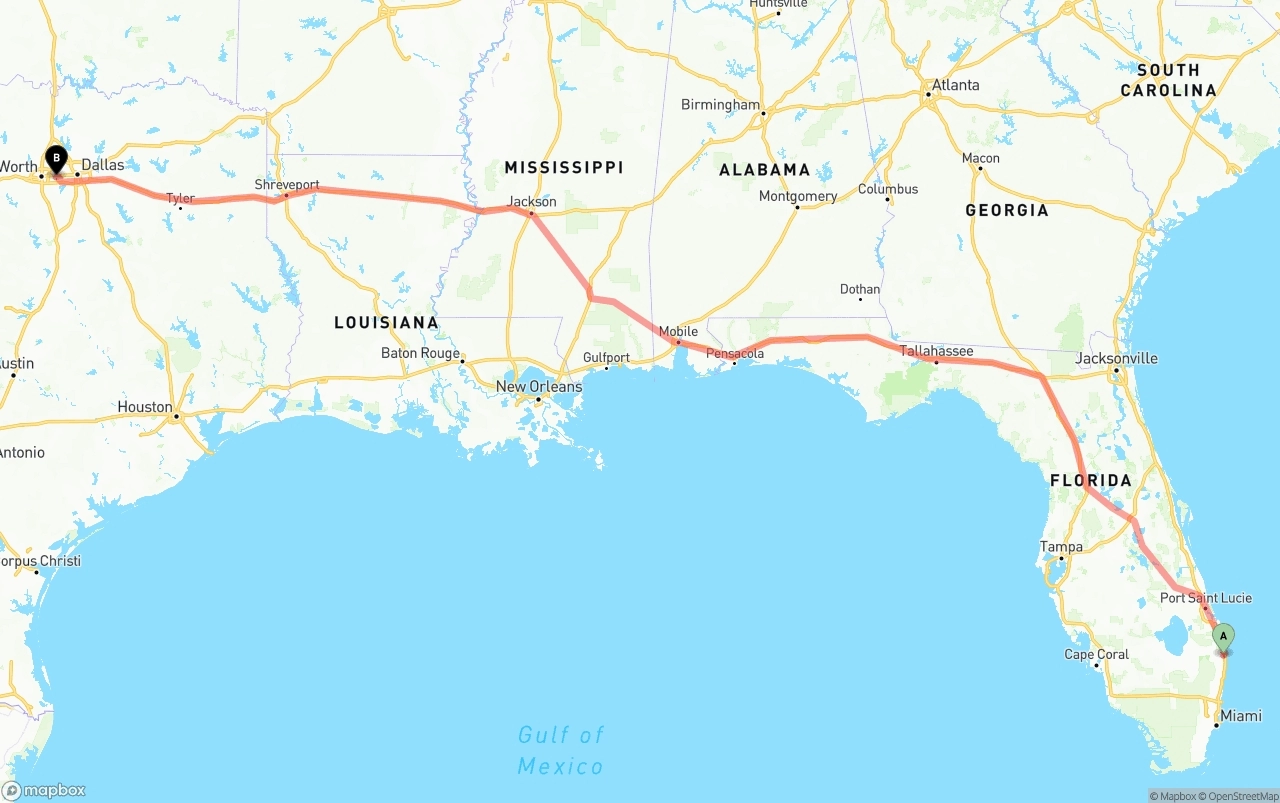 Shipping route from Palm Beach International Airport to Arlington
