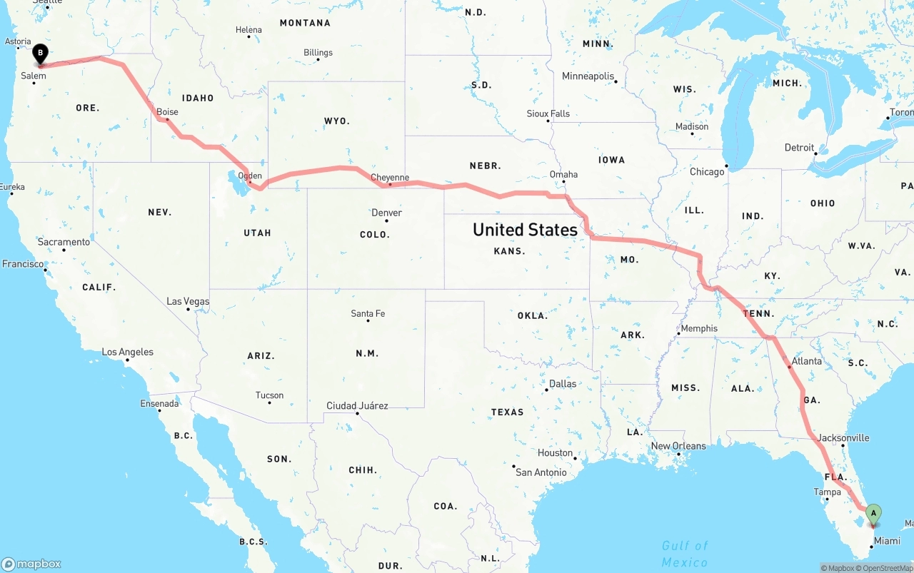Shipping route from Palm Beach International Airport to Portland