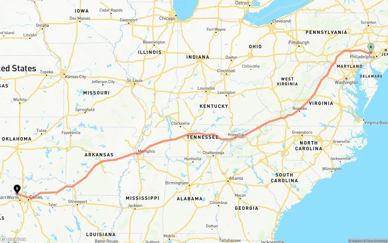 Shipping route from Phoenix to Aurora