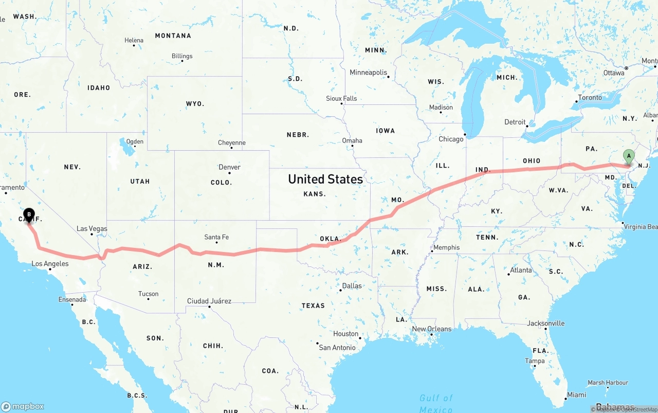 Shipping route from Phoenix to Fresno