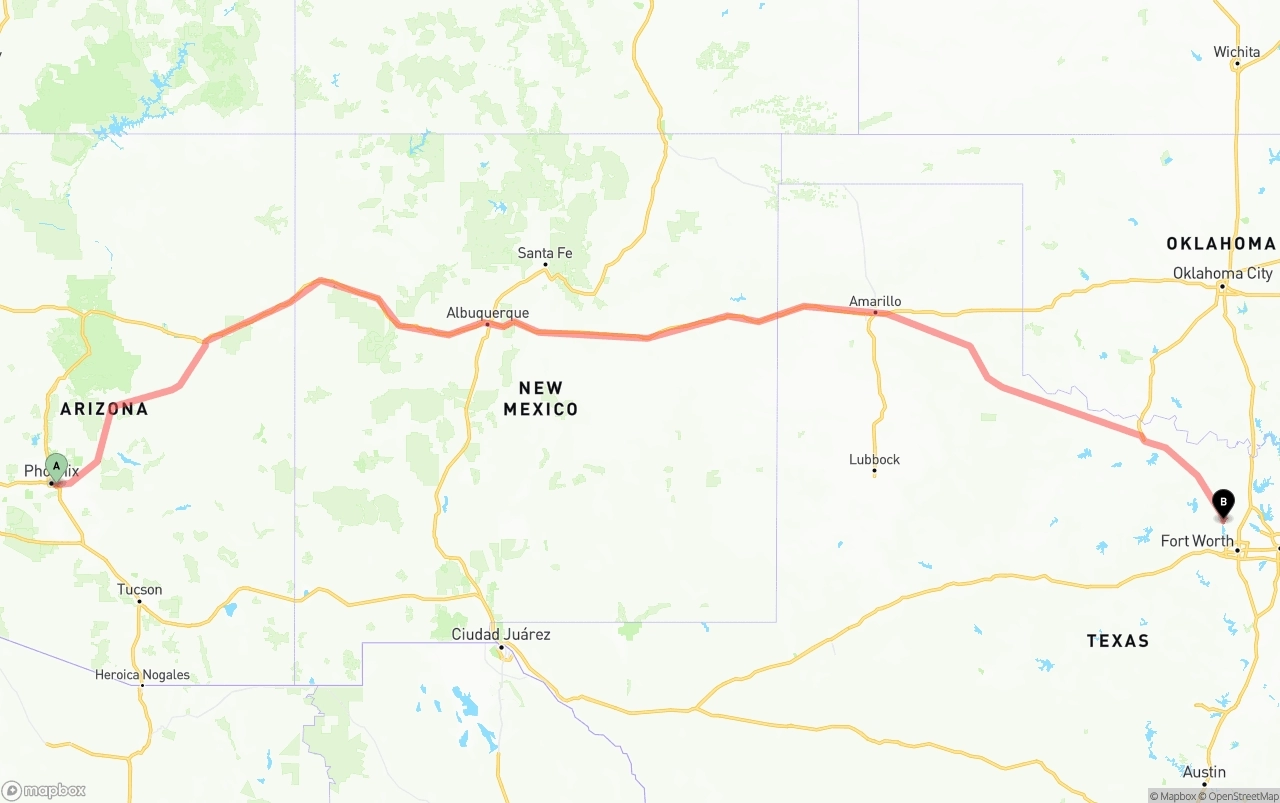 Shipping route from Phoenix Sky Harbor International Airport to Aurora