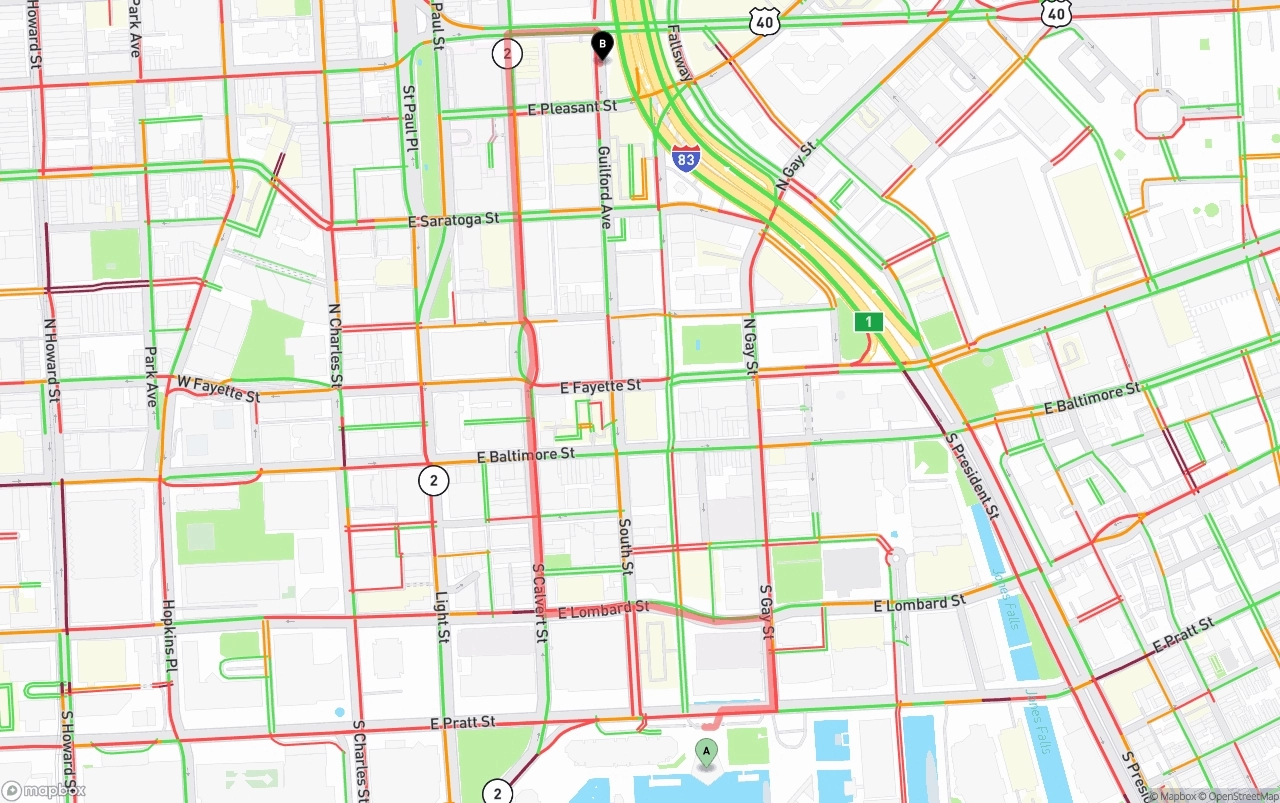 Shipping route from Port of Baltimore to Baltimore