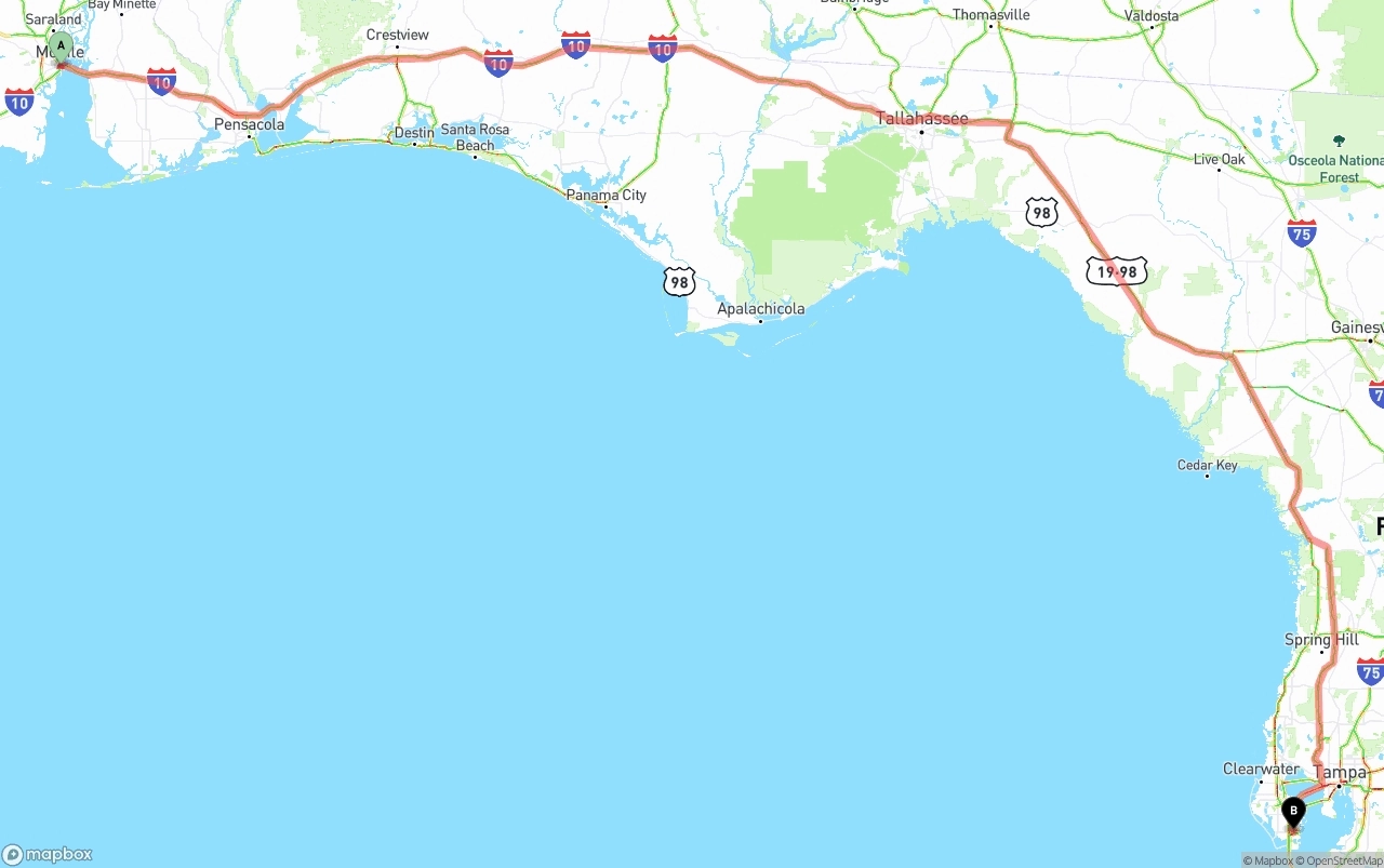 Shipping route from Port of Mobile to St. Petersburg
