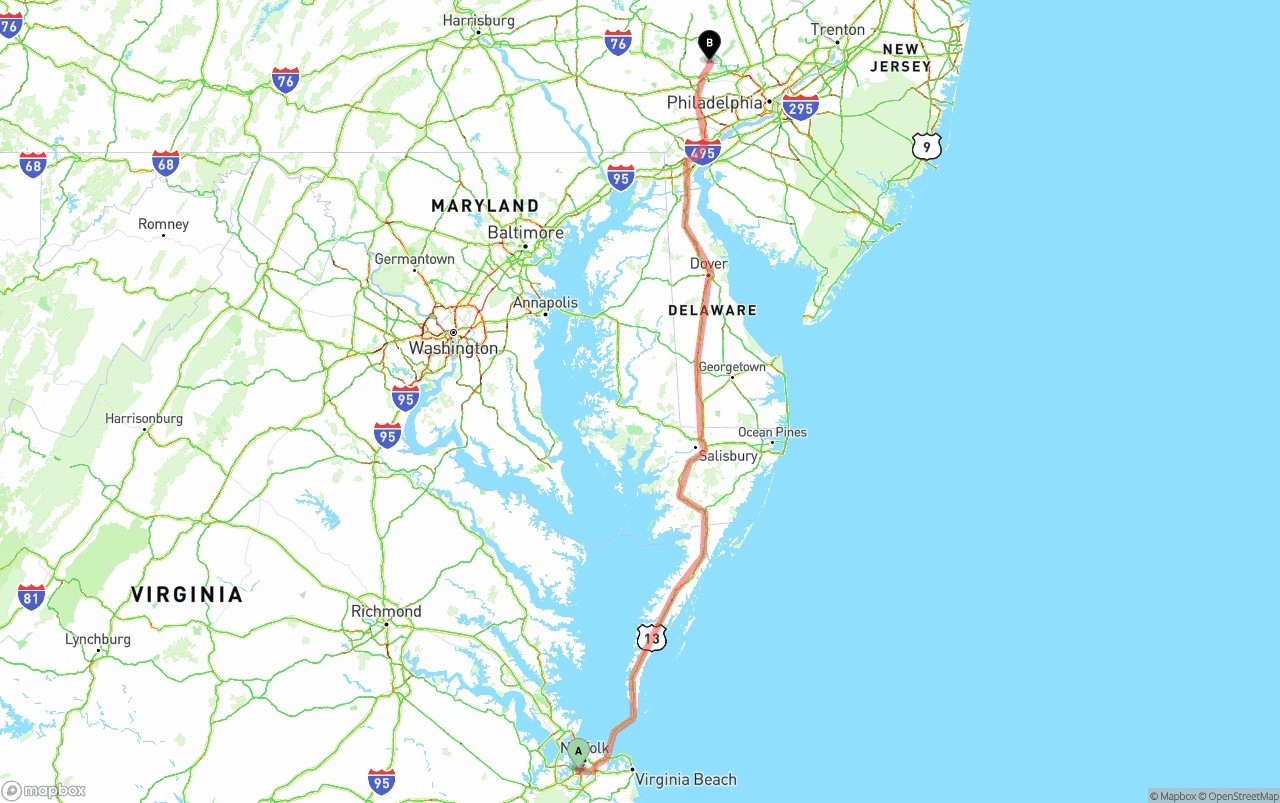 Shipping route from Port of Norfolk to Phoenix