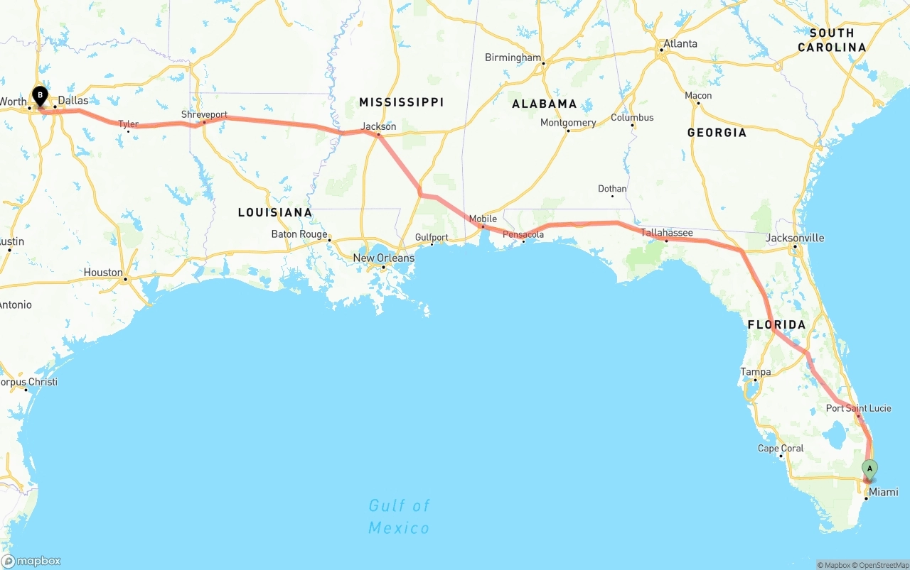 Shipping route from Port of Port Everglades to Arlington