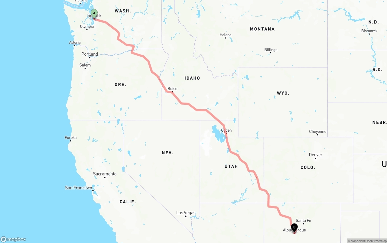 Shipping route from Seattle to Albuquerque