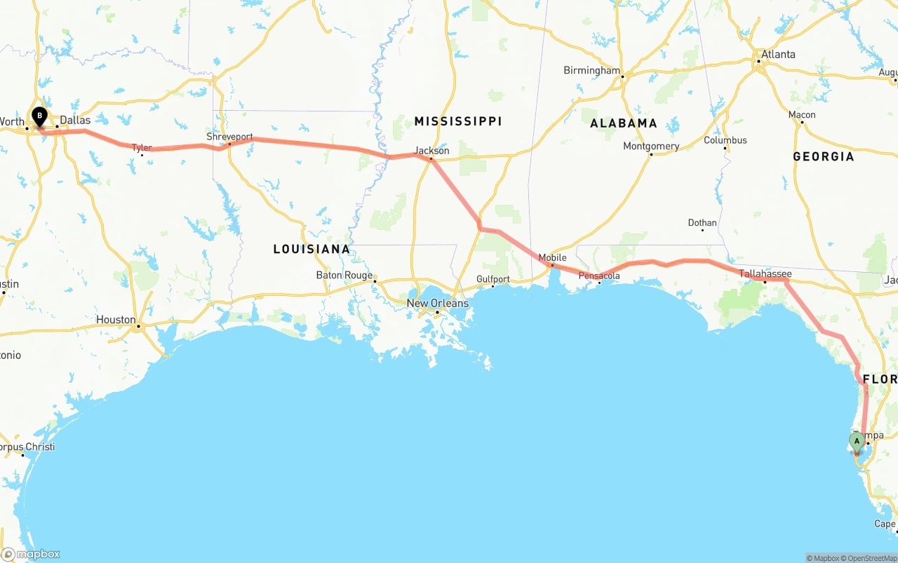 Shipping route from St. Petersburg to Arlington