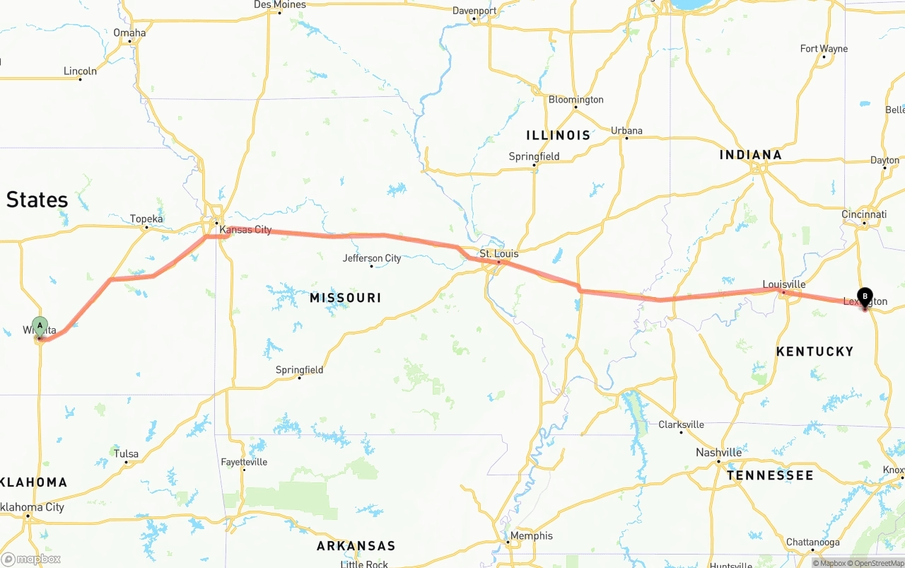 Shipping route from Wichita to Lexington